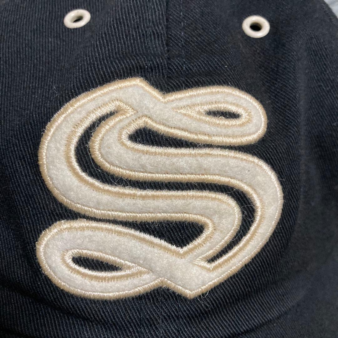 90s STUSSY 刺繍 キャップ 紺タグ ブラック オールドステューシー