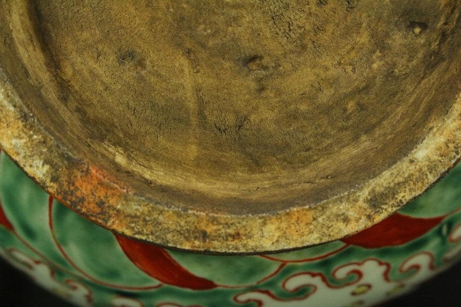 中国美術 赤絵 纏枝蓮花馬紋 瓢形 注瓶 高28cm(LC534)