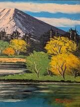 【真作】絵画　沢健　油彩6号　富士山　雄大な自然を描いた風景画　証明書付　V53