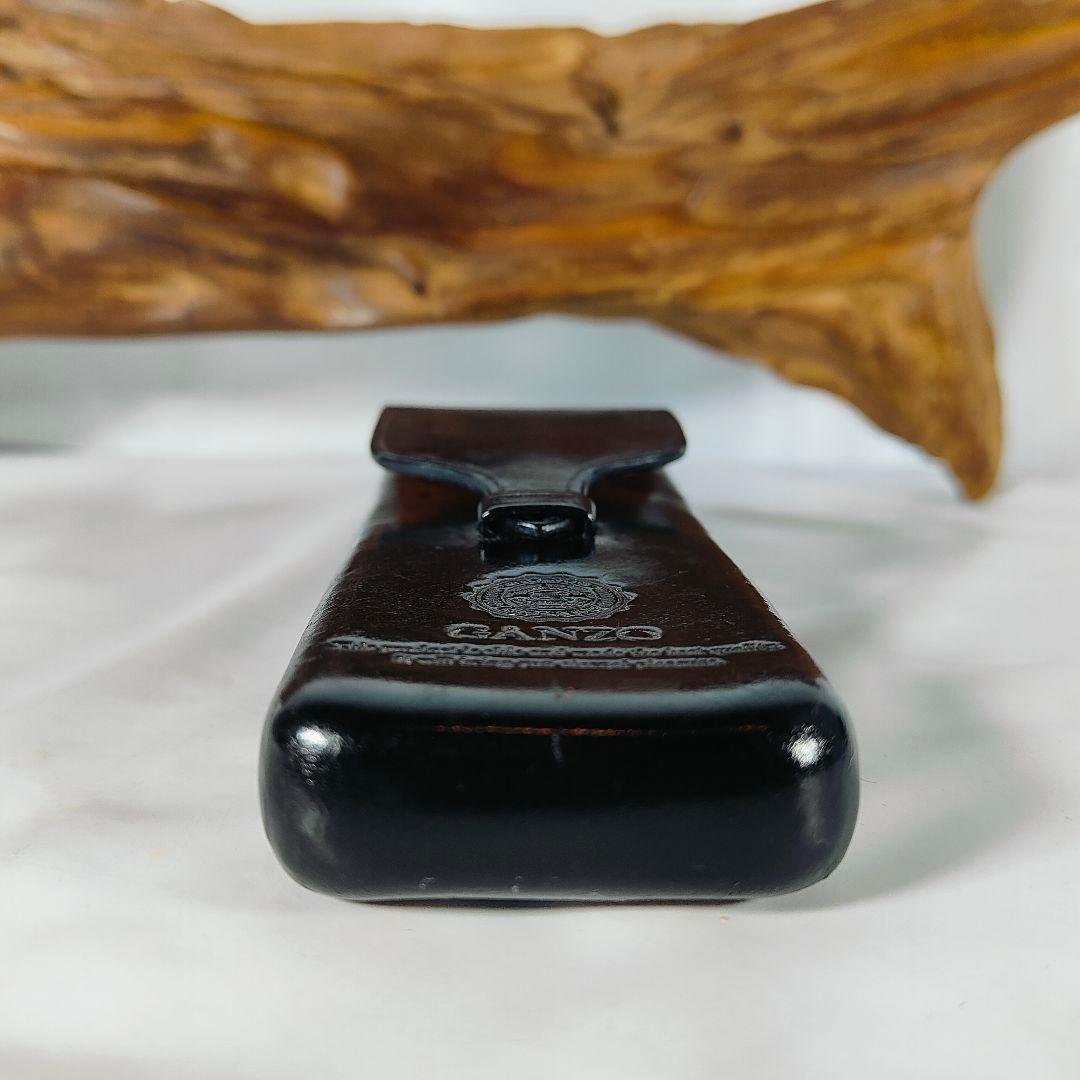 【GANZO／マエストロ2】高級3本差しペンケース　極艶ブラックイタリアンレザー