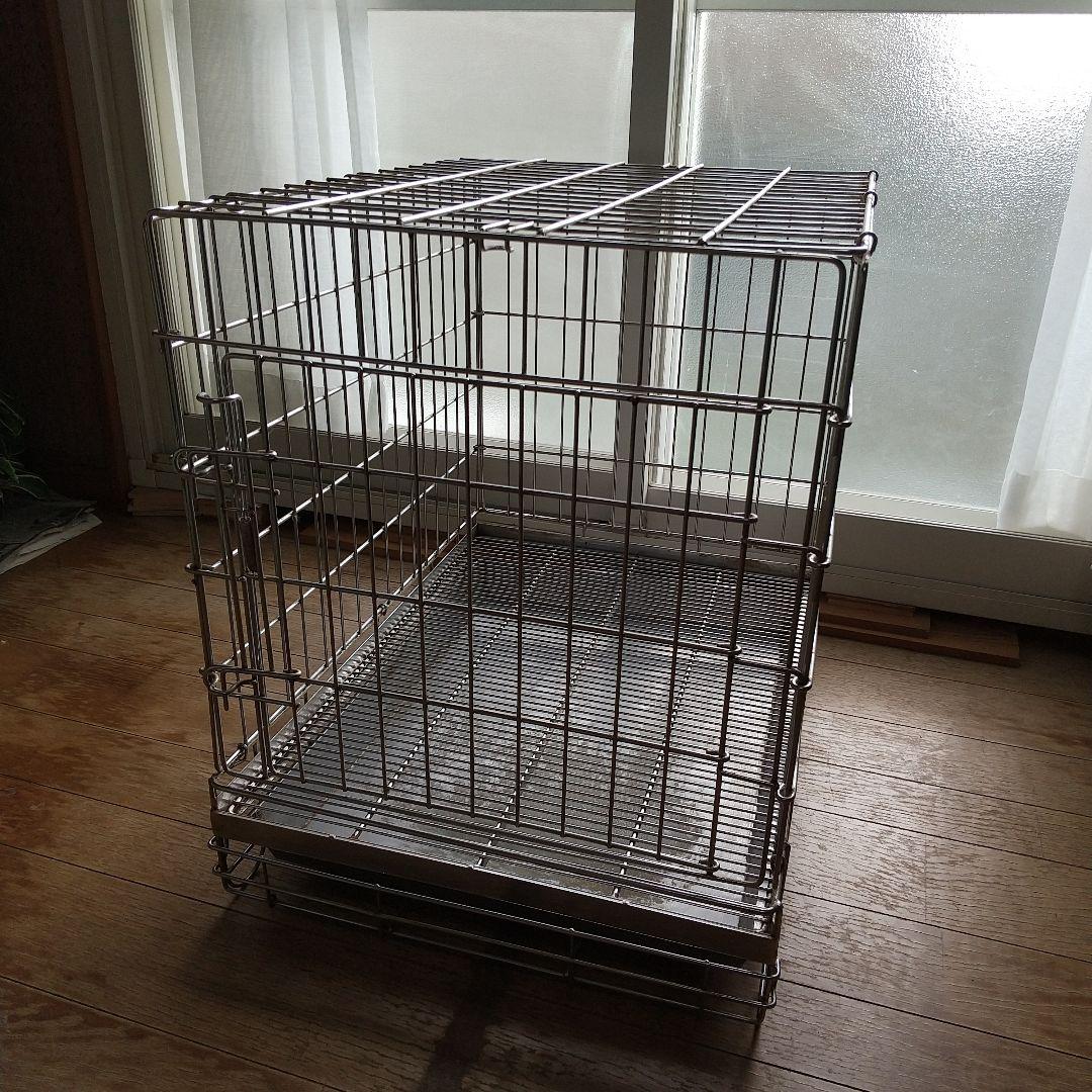 ハチコウMサイズステンレス製ケージ 、短面ドア 取り外しトレー付き