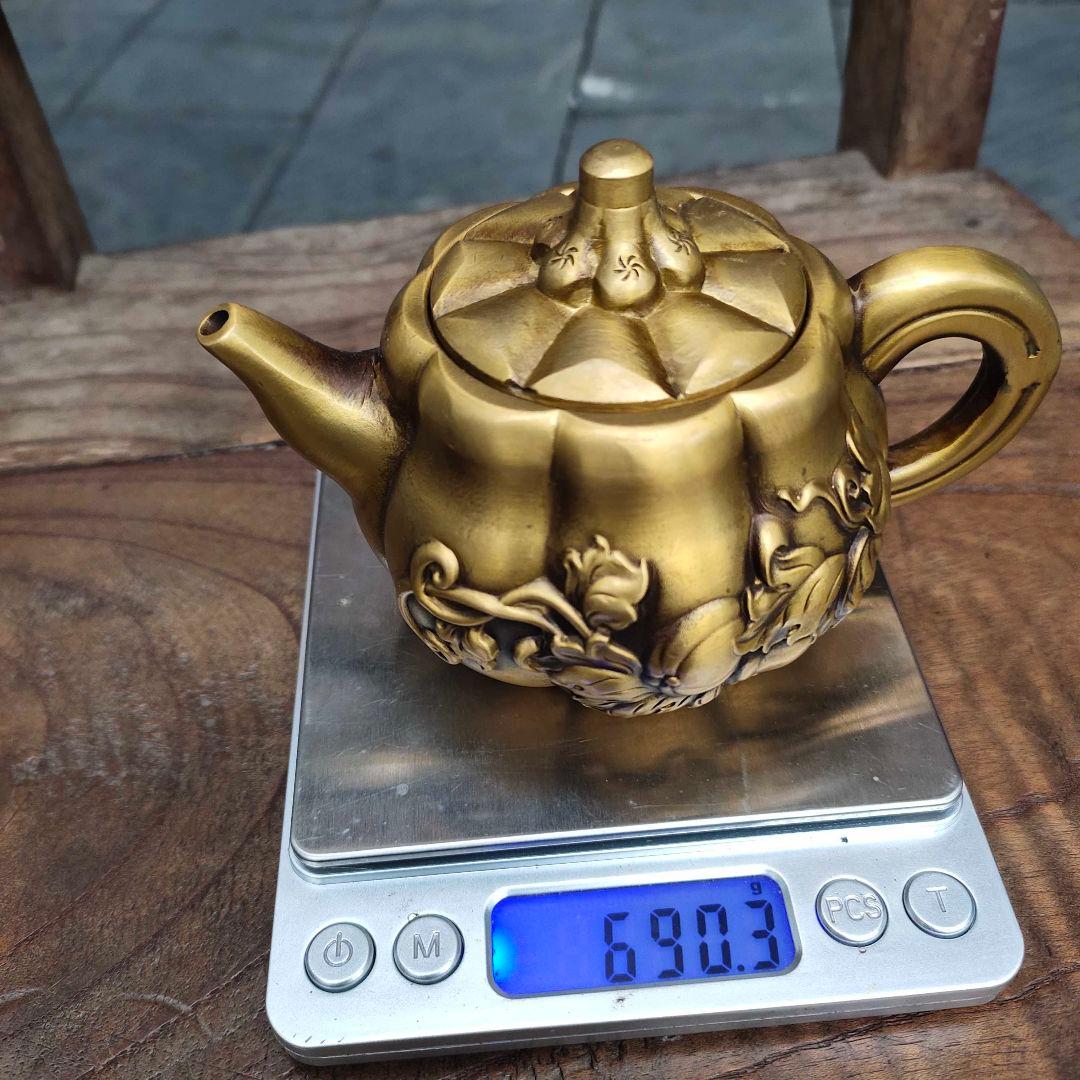 銅器 南瓜酒壺 茶壺 滴り壺 墨壺 茶道具 書道具 装飾品 工芸品 置物