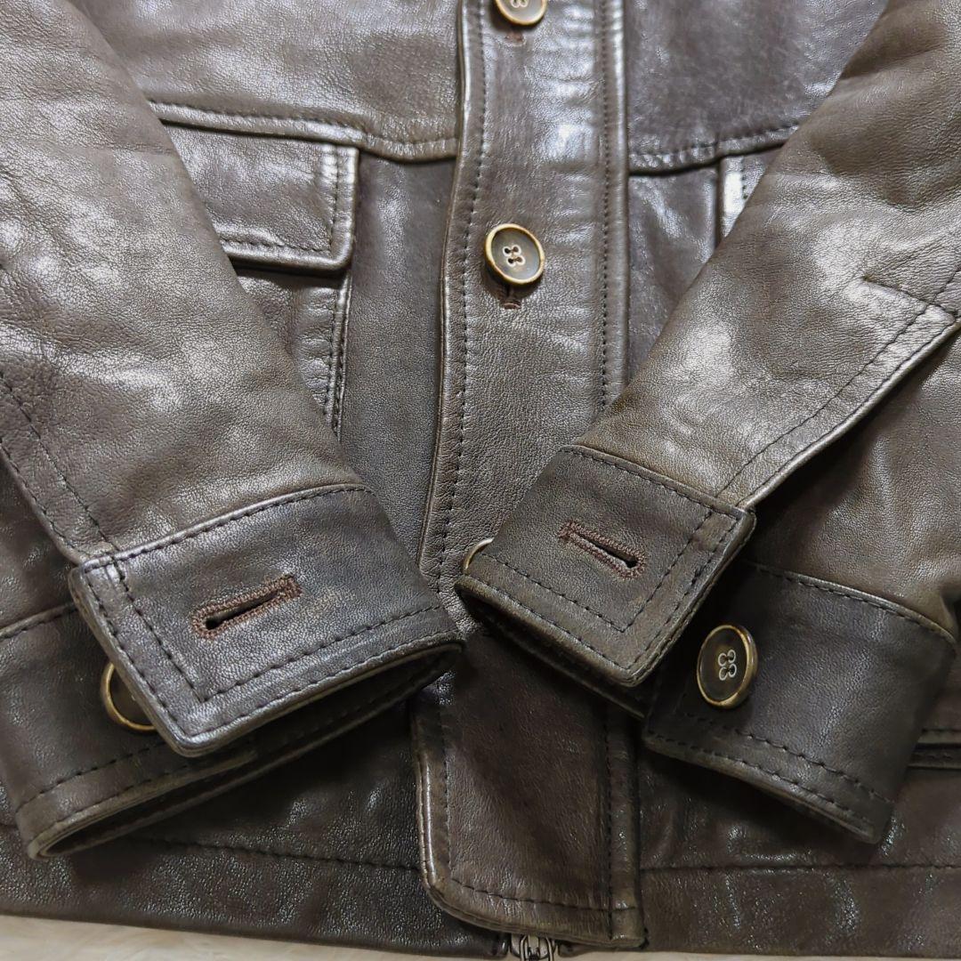 【美品】EMMETI ラムレザー ライダース ミリタリー ファー付き