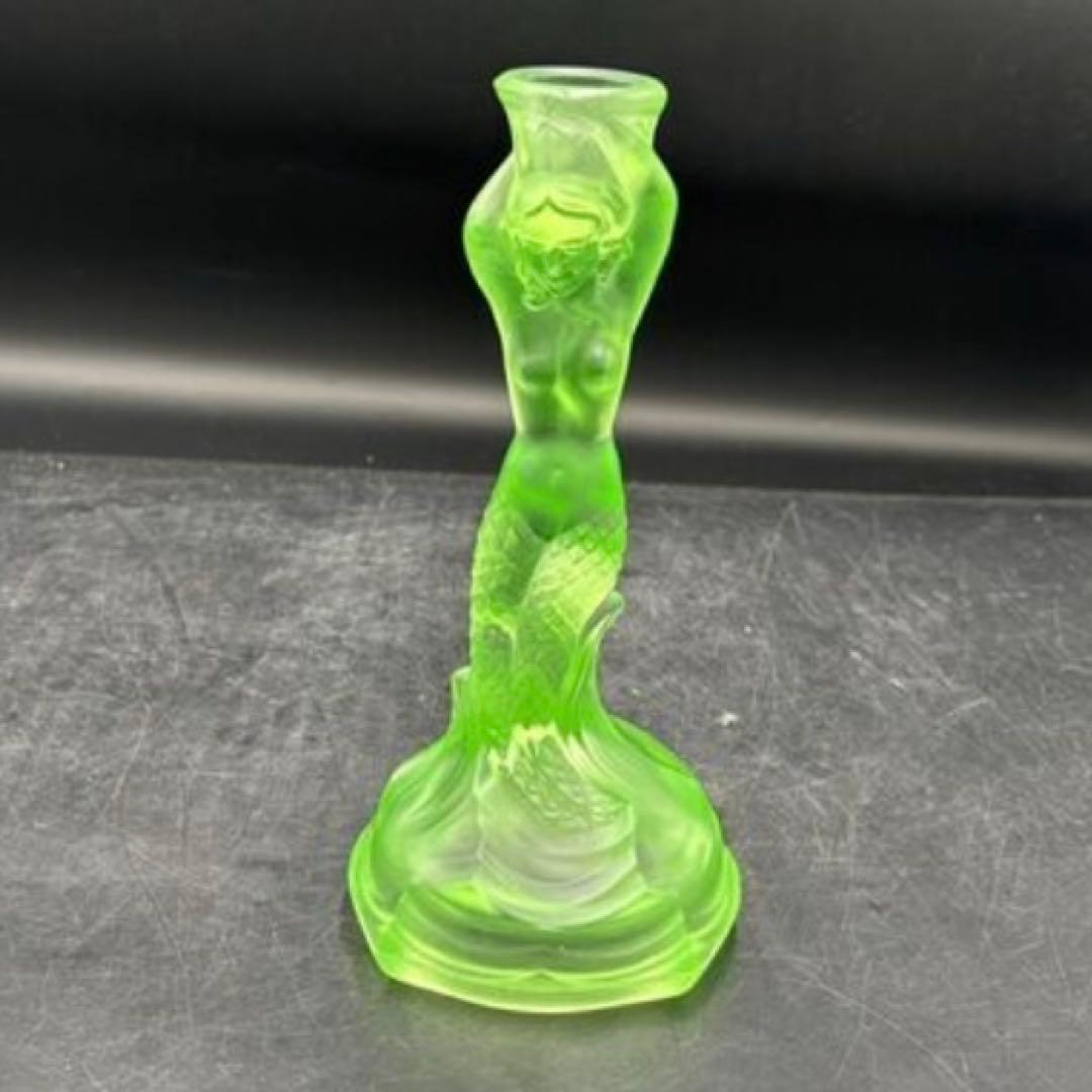 WALTHER GLAS マーメイド　ウランガラス　キャンドルホルダー　グリーン