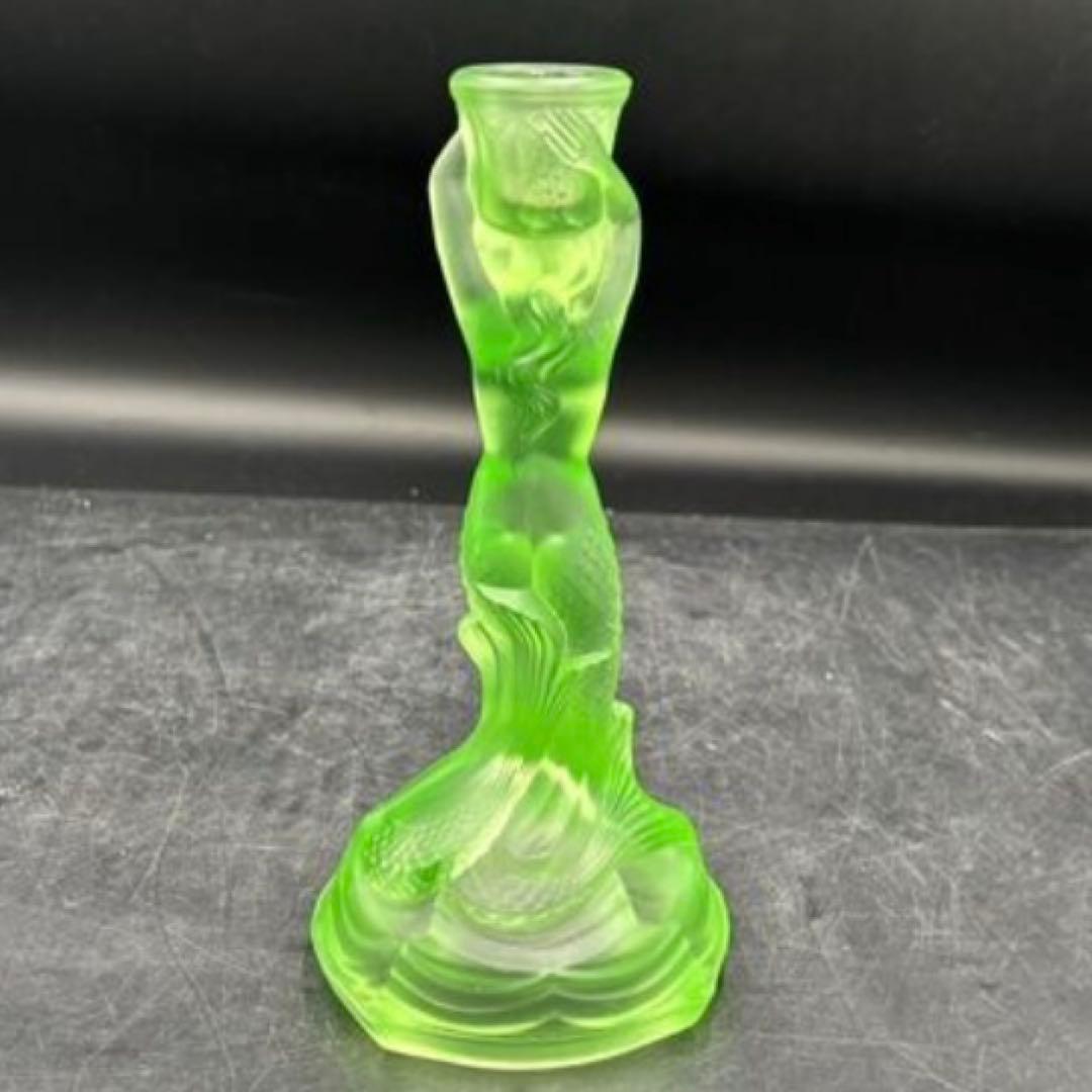WALTHER GLAS マーメイド　ウランガラス　キャンドルホルダー　グリーン