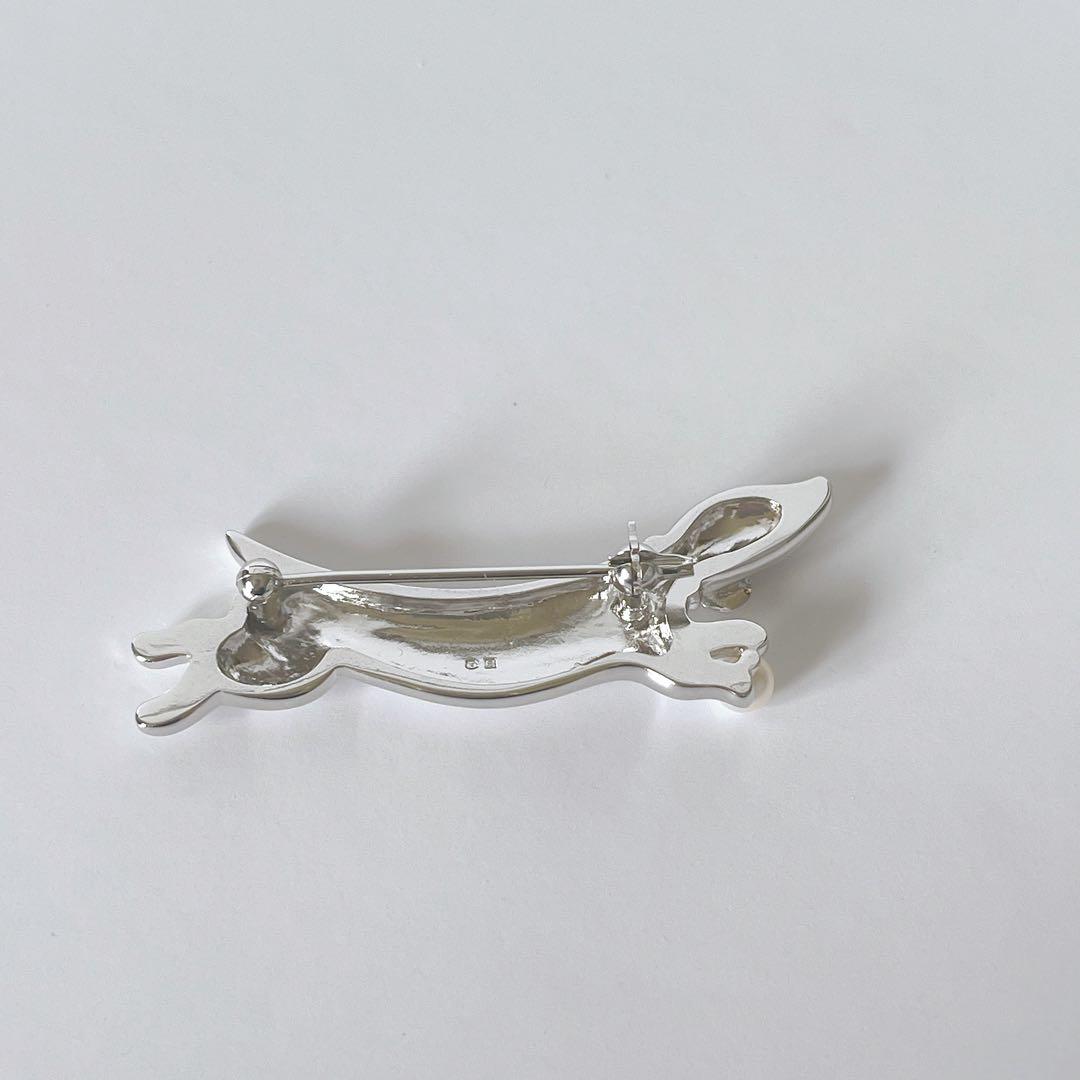 ミキモト MIKIMOTO ブローチ パール ダックスフント 犬 真珠 シルバー