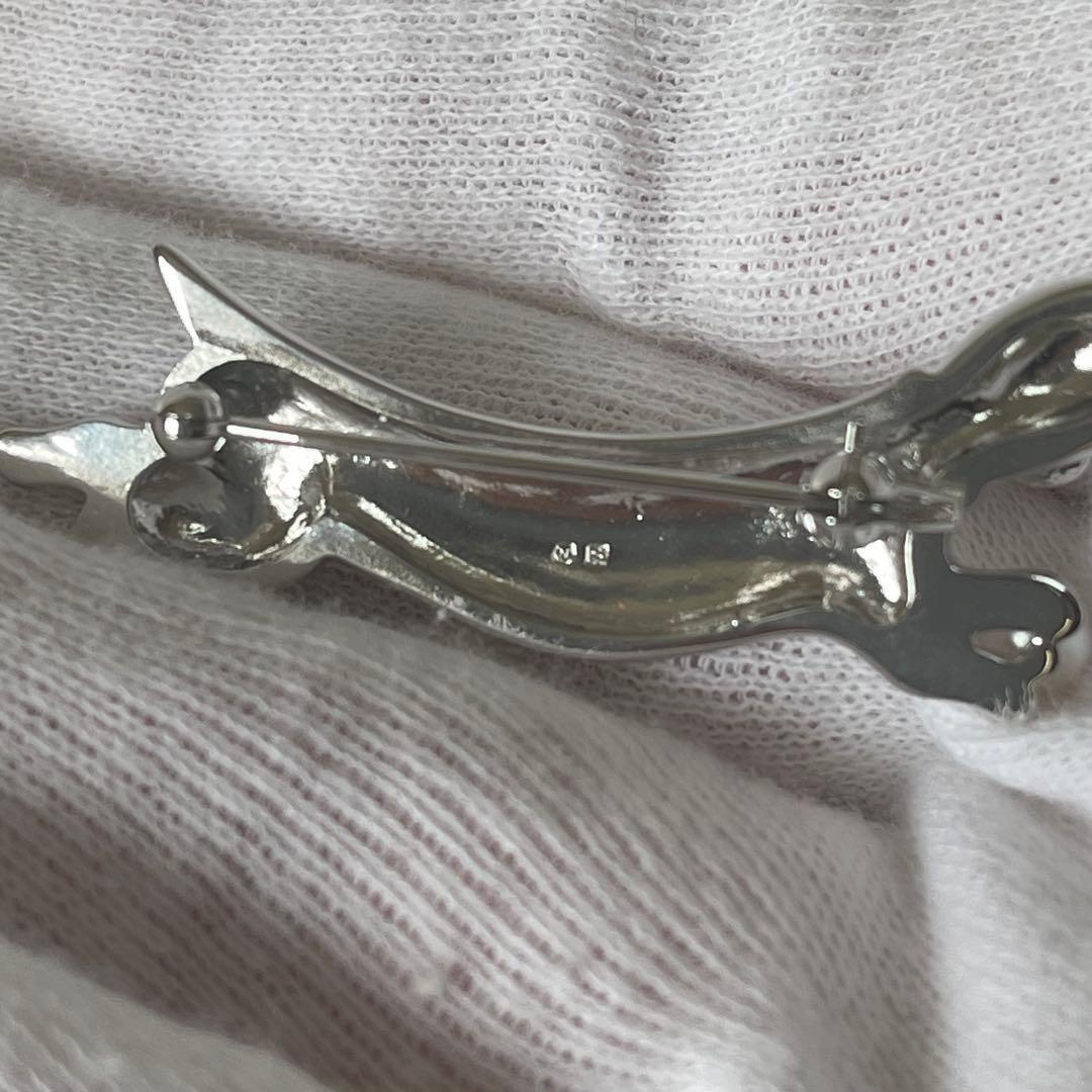 ミキモト MIKIMOTO ブローチ パール ダックスフント 犬 真珠 シルバー