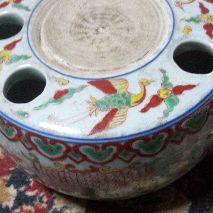 中国陶磁器　明赤絵唐子　硯