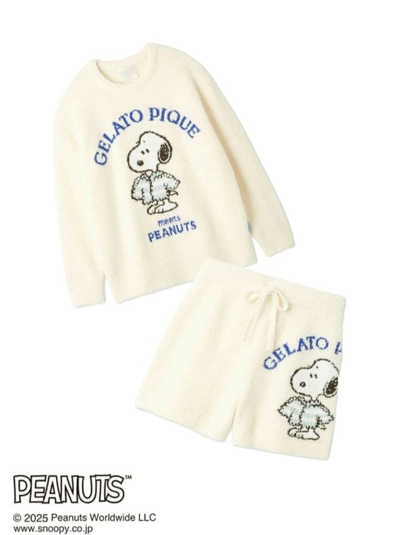ジェラートピケ PEANUTS ジャガードプルオーバー＆ショートパンツセット
