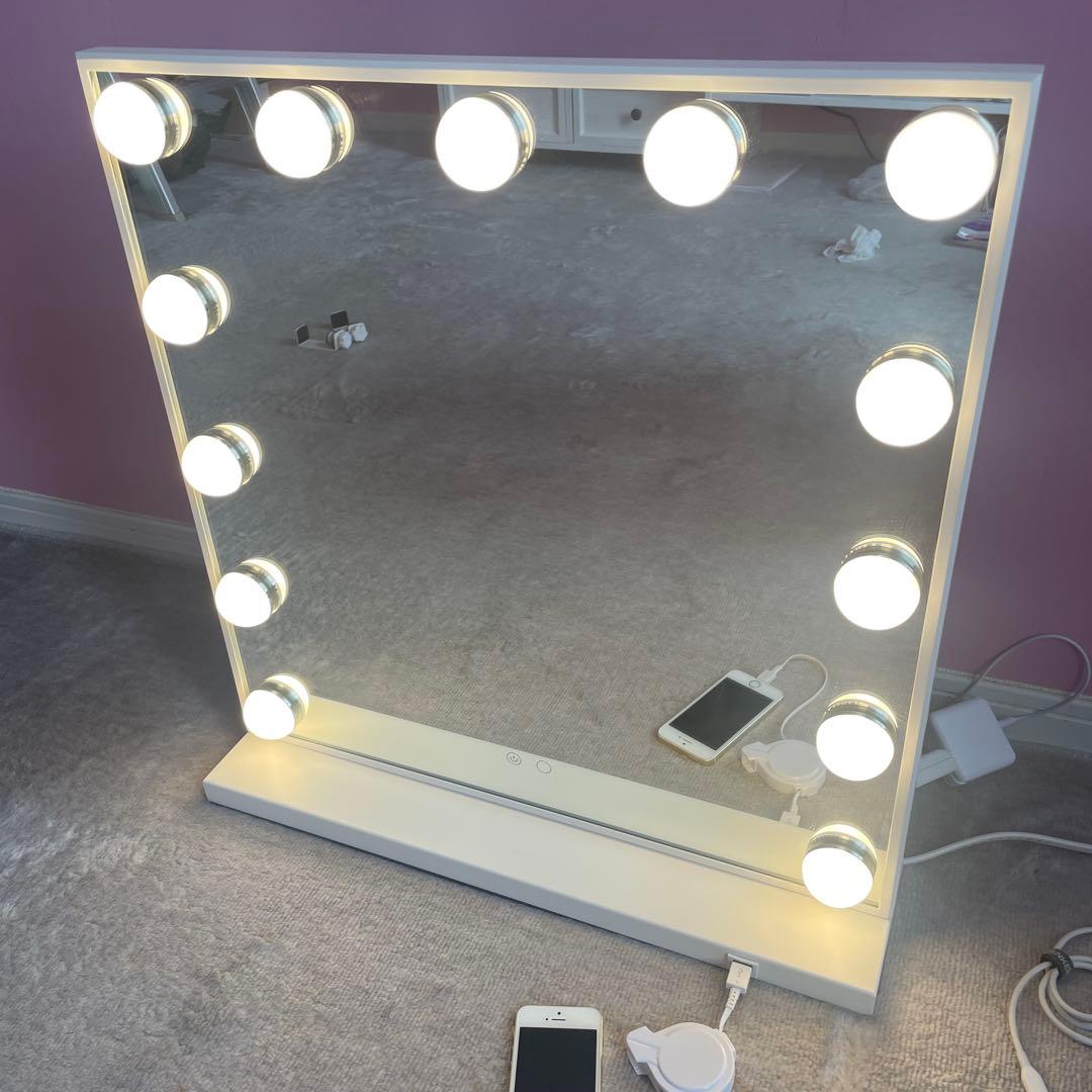 フランフラン　エルドラド ハリウッドミラー 女優ミラー　ホワイト 卓上