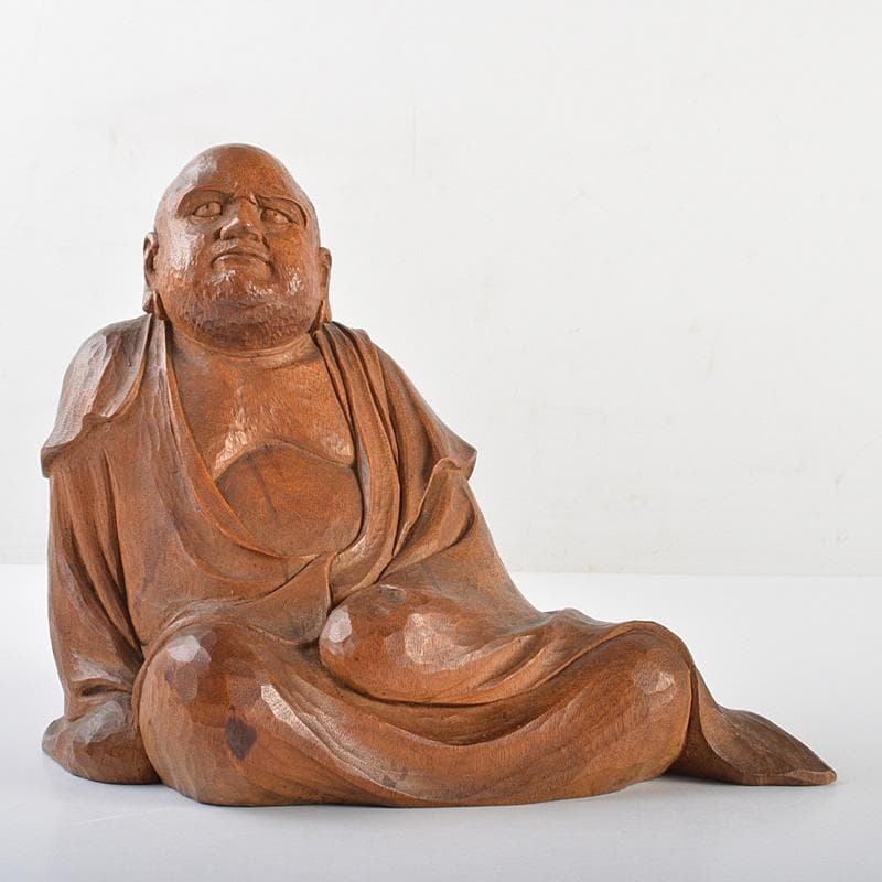 仏教美術　木彫　達磨像　仏像　置物　在銘　V　R7332