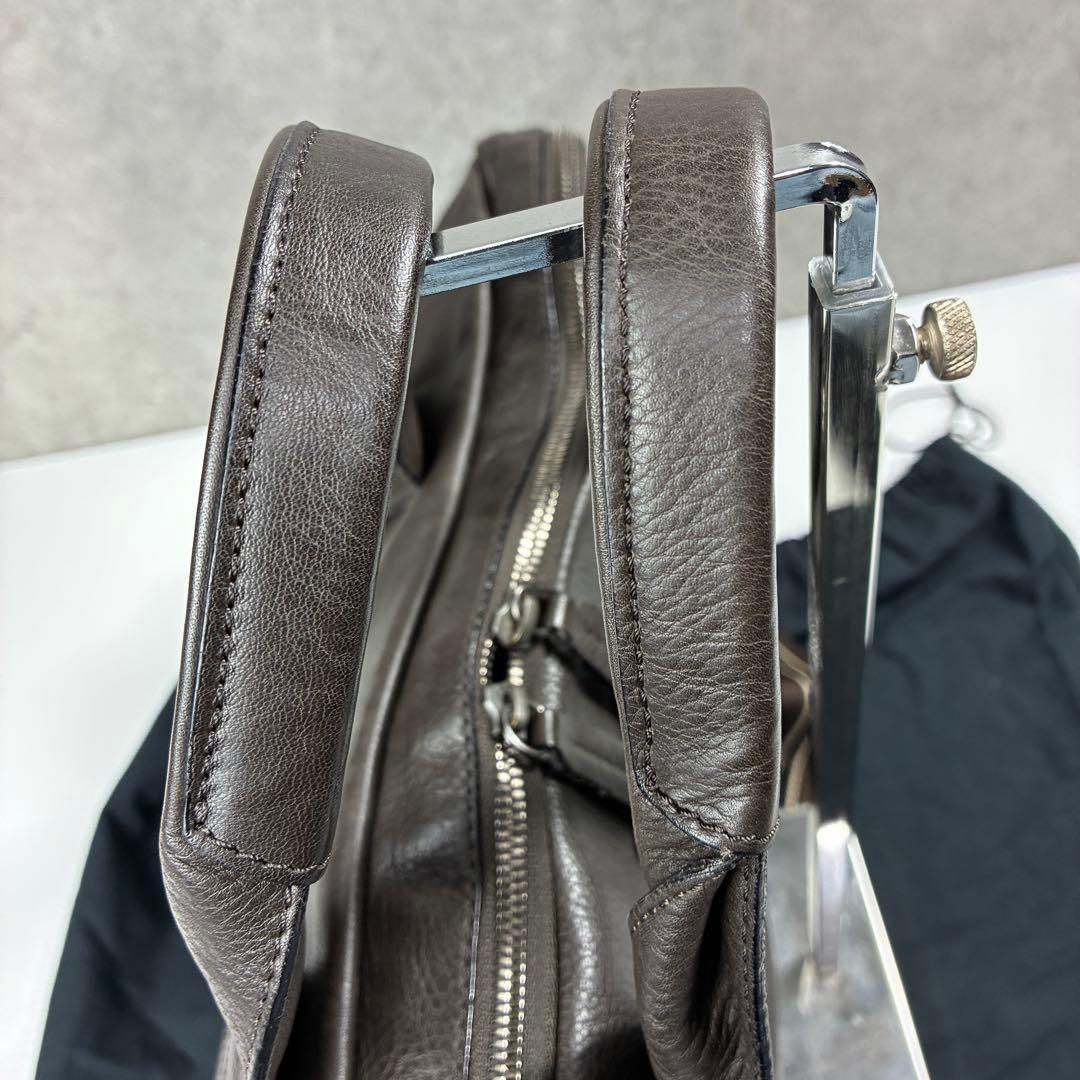 エルメネジルド ゼニア 2way レザー ビジネスバッグ ダークブラウン