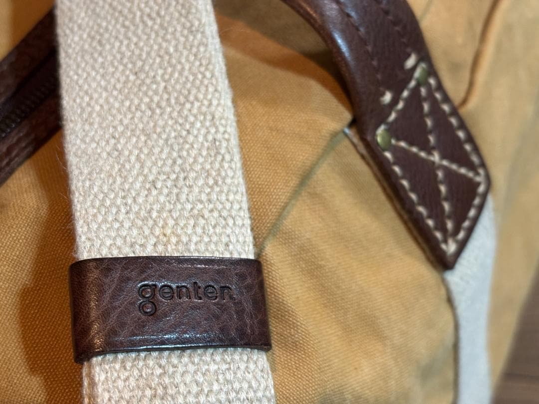 ＜genten（ゲンテン）＞　ボストンバッグ　キャンバス＆レザー　ショルダー紐付