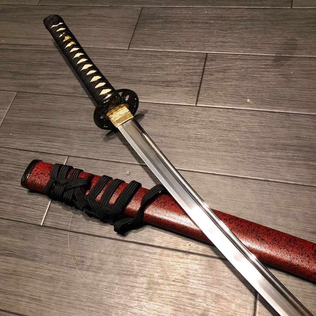 高級模造刀　居合刀　樋入刀身　朱拵え　合金刀身　 刀