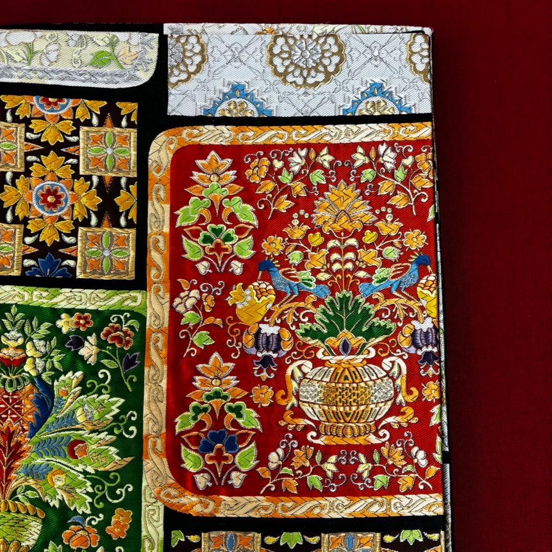 高級　更紗袋帯 華やかな刺繍 袋帯 100%絹　美術織物　豪華刺繍帯