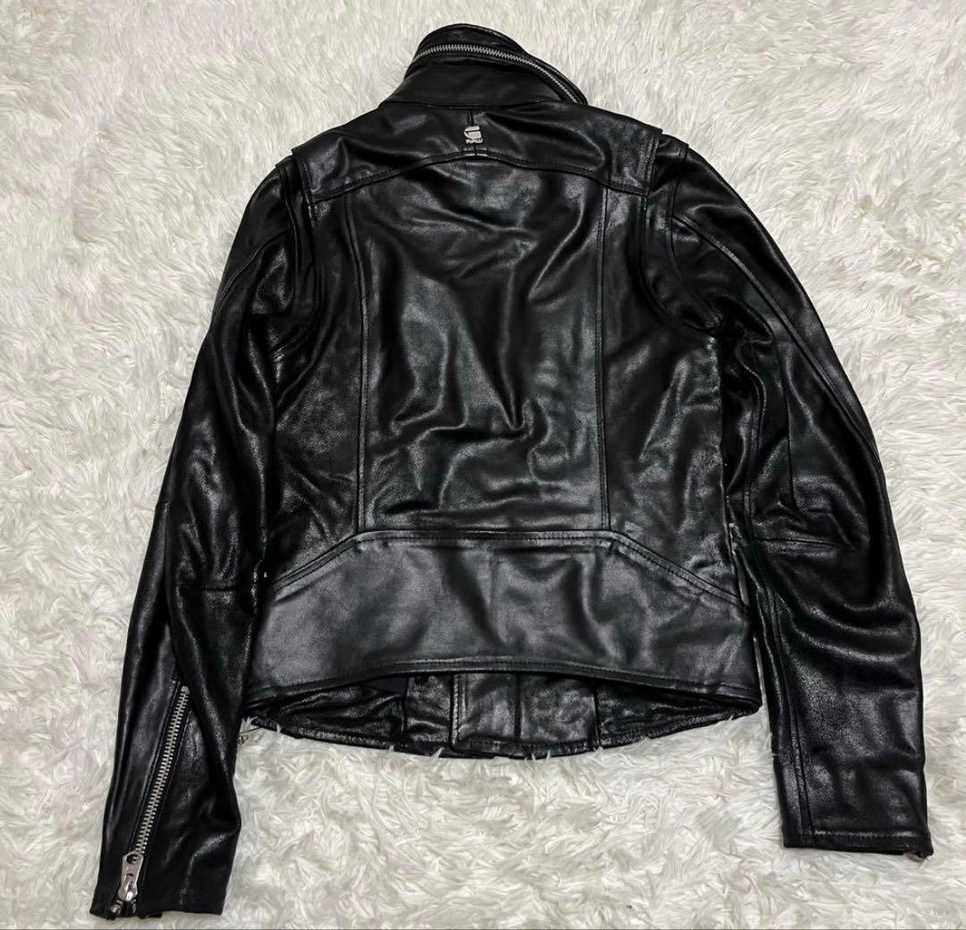 G-STAR RAW シングルライダースジャケット　レザージャケット　牛革　黒