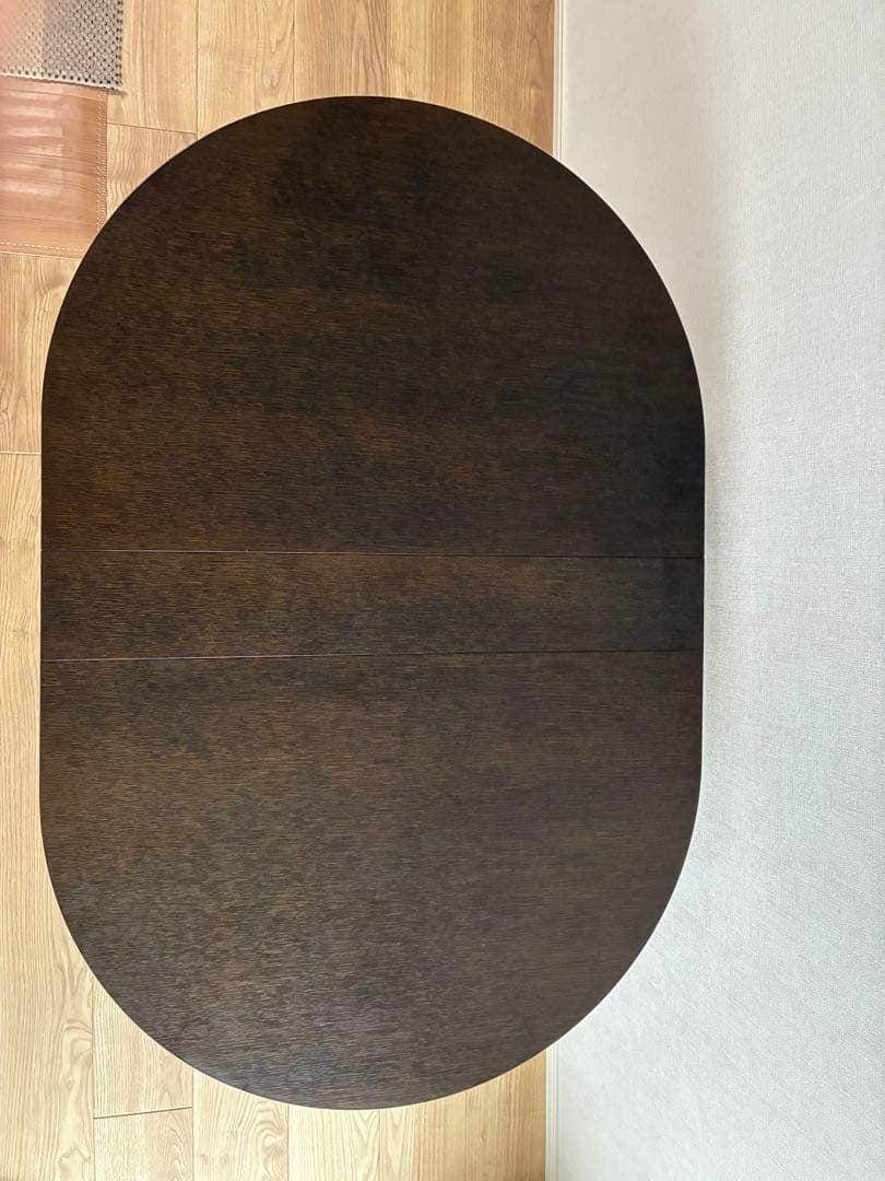 ダークブラウン楕円形折りたたみテーブル