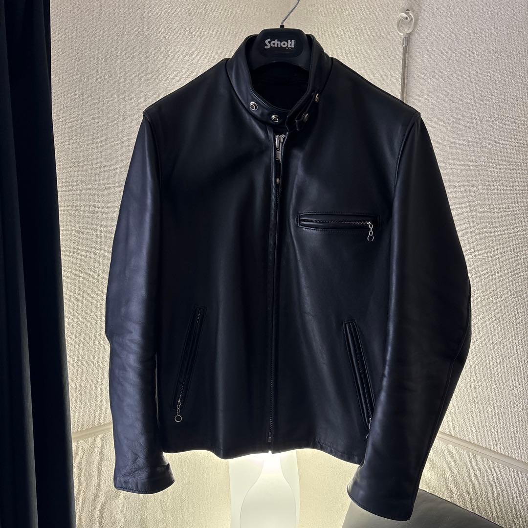 Schott シングルライダースジャケット 40 ブラック