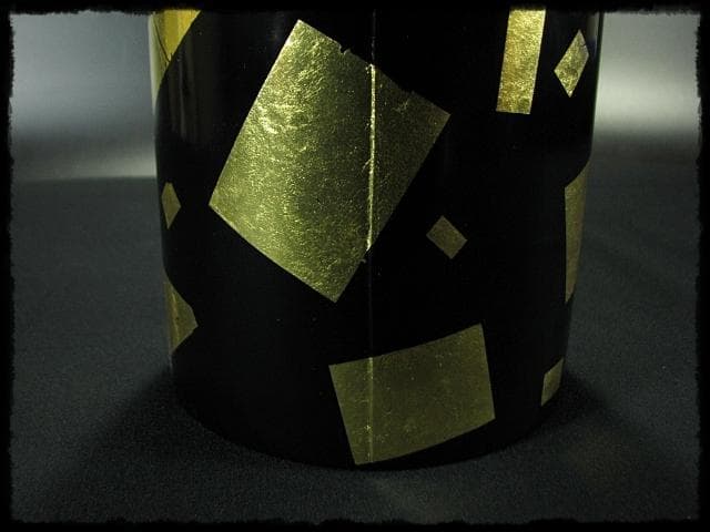 玄々斎好 葉蓋 水指 鈴木 光入木 製 曲物 金切箔 夏向 茶道具 1 g3