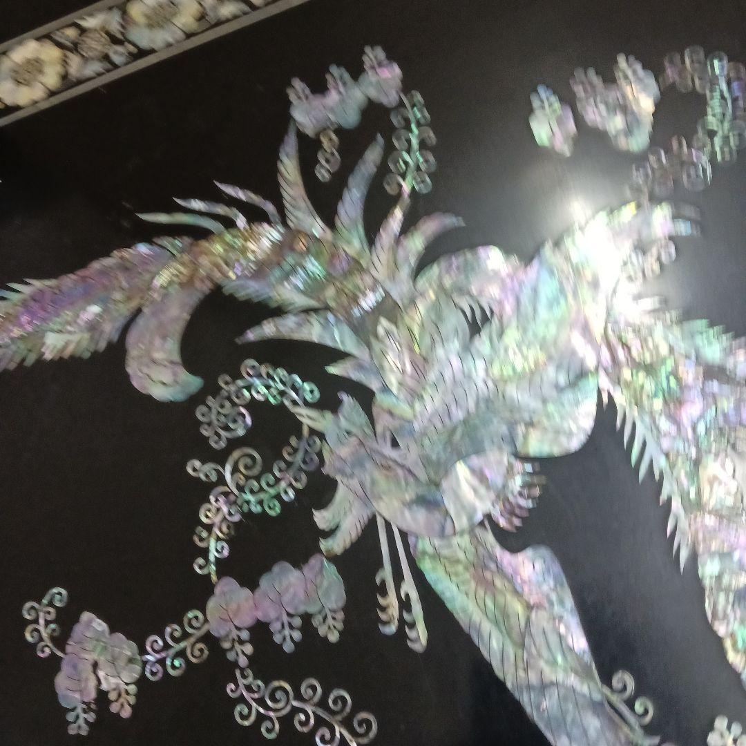 KS5　朝鮮美術　螺鈿　鳳凰紋　長方形　座卓　テーブル　Y