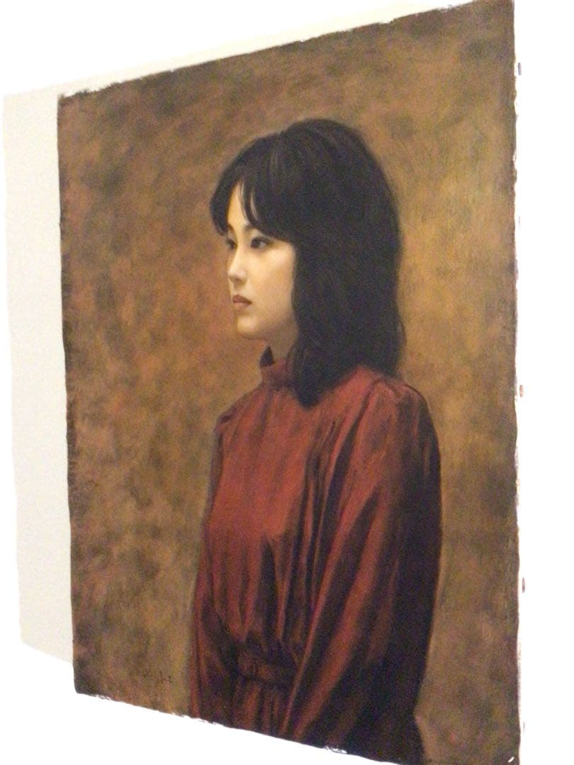 ◉真作保証◉一枚の繪◉洋画家 石村勝宣◉F4油彩 美人画◉リアリズム◉額装◉写実