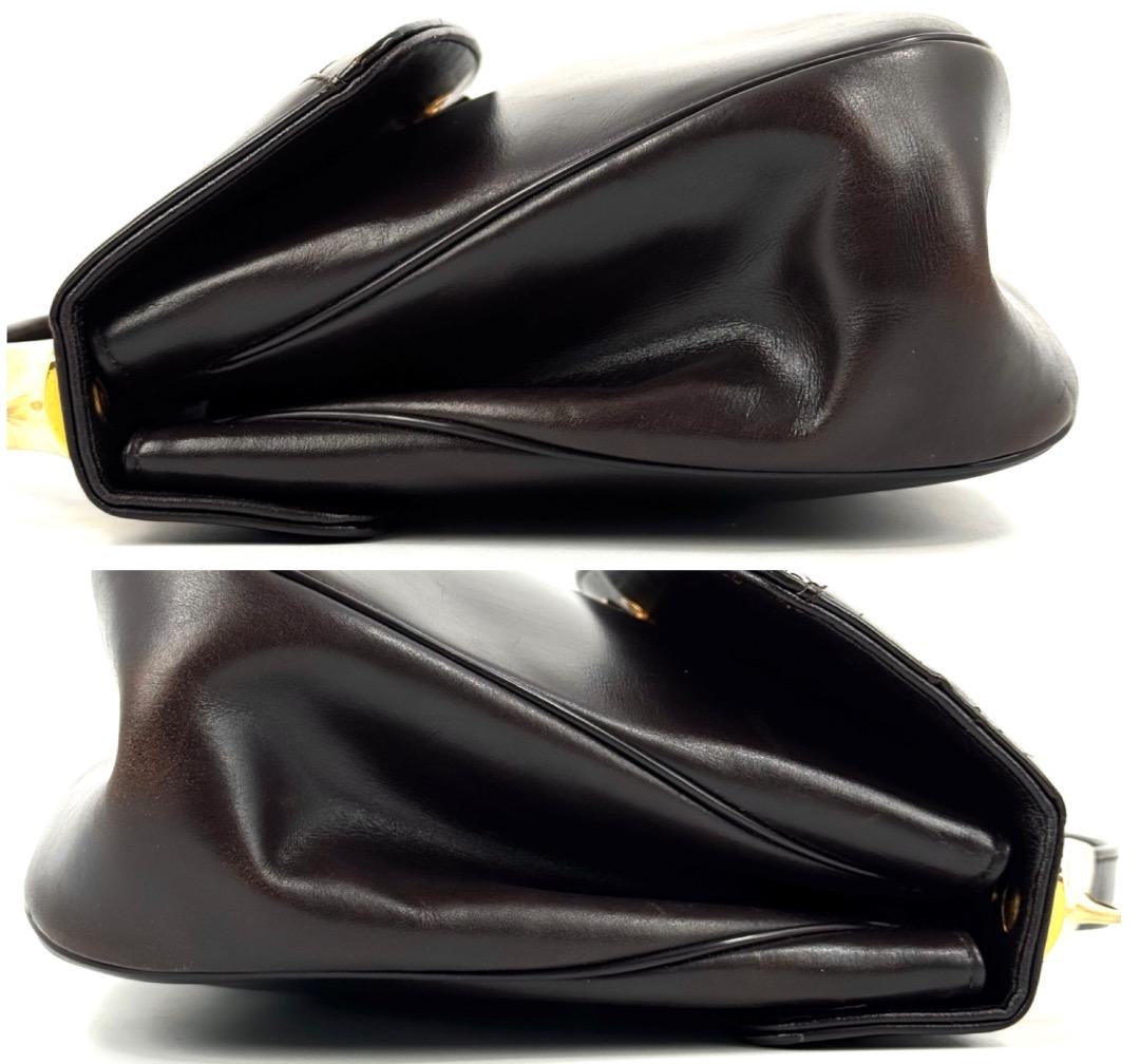 DIor ディオール ダークブラウン レザー ハンドバッグ