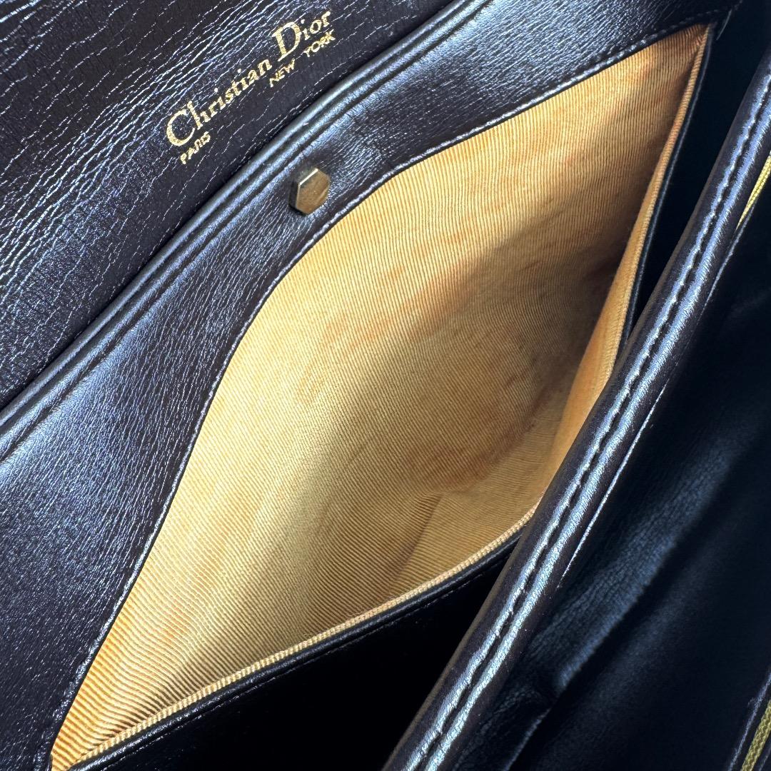 DIor ディオール ダークブラウン レザー ハンドバッグ