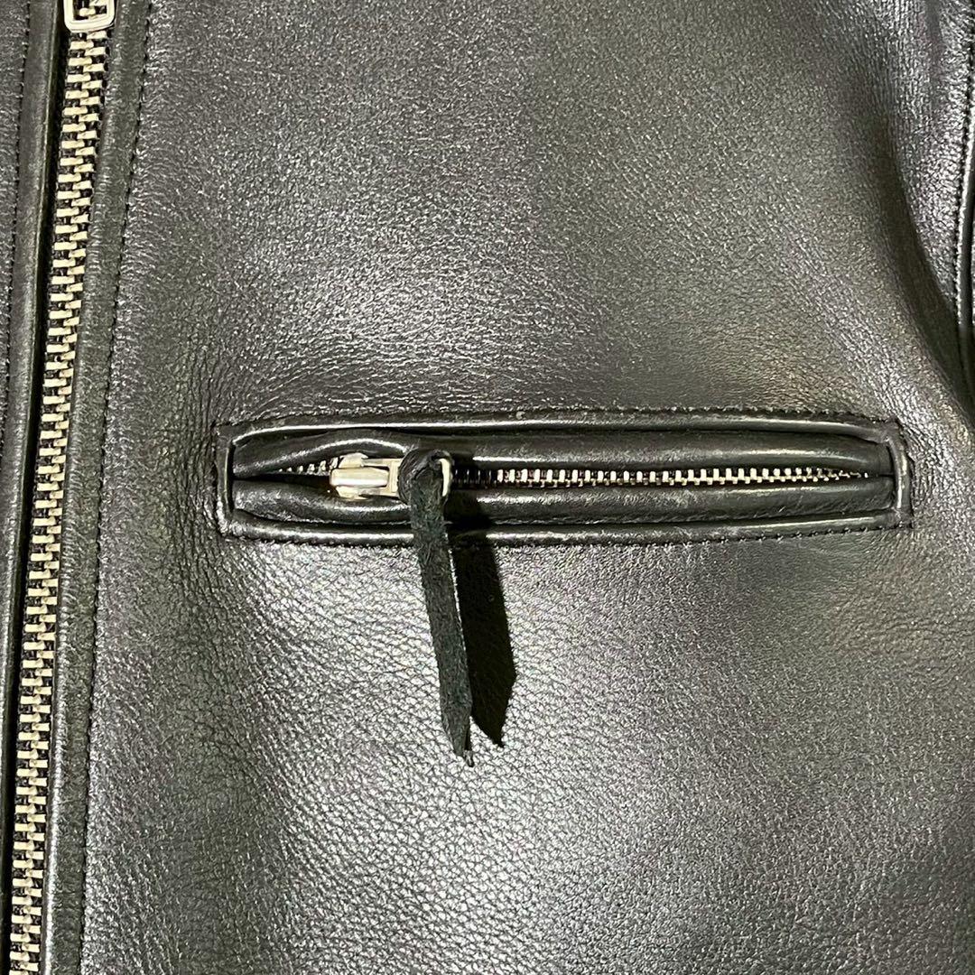 FREEDOM　牛革　シングルライダースジャケット　黒　サイズ32(S-SS)