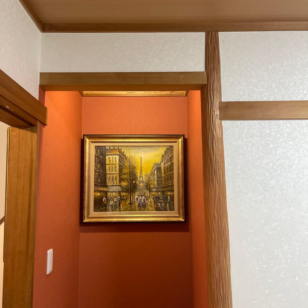 パリの街並み 油彩画 エッフェル塔　2セット