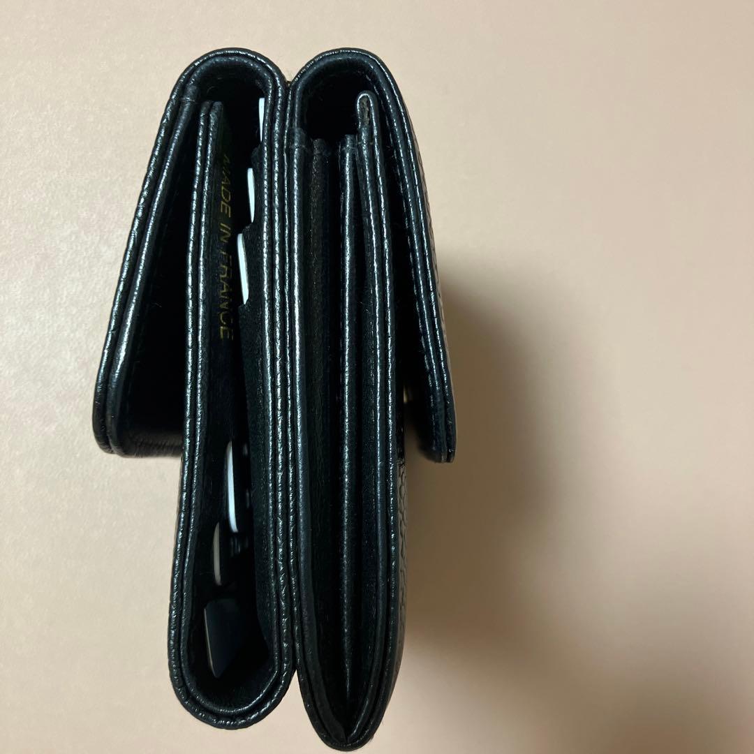 12/25迄価格CHANEL キャビアスキン三つ折り財布 ブラック