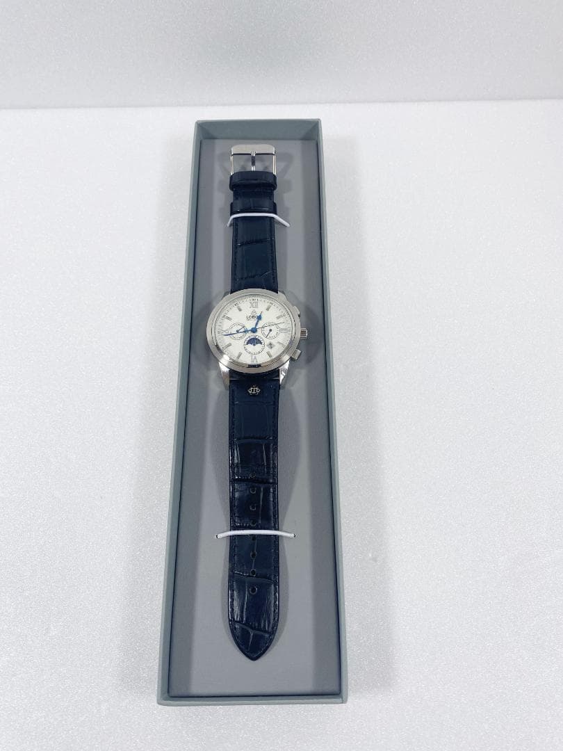 LOBOR 腕時計 男女兼用 ムーンフェイズ シルバー ネイビー