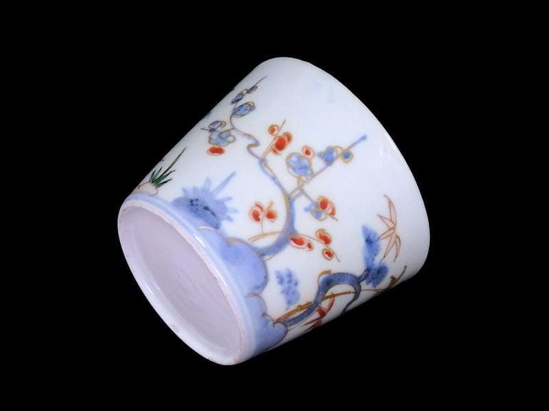 古伊万里　染錦　松竹梅の図　蕎麦猪口　 575AS-CUl