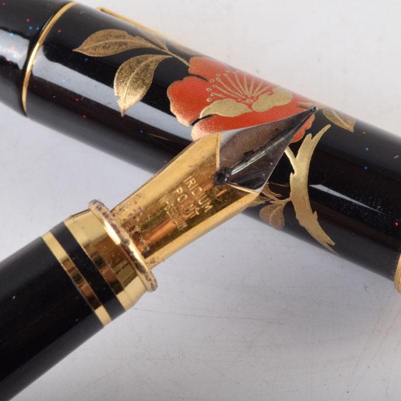 漆塗　花草蒔絵　万年筆　ボールペン　2点まとめて　V　9024