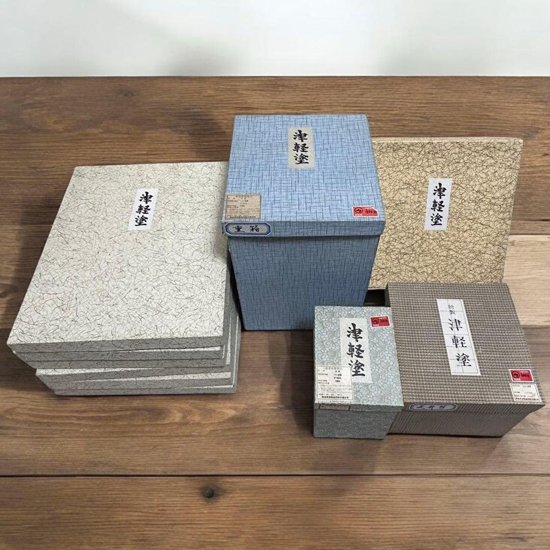 【津軽塗り　七々子塗り　漆器】重箱☀︎弁当☀︎菓子入れ☀︎お盆等10点セット