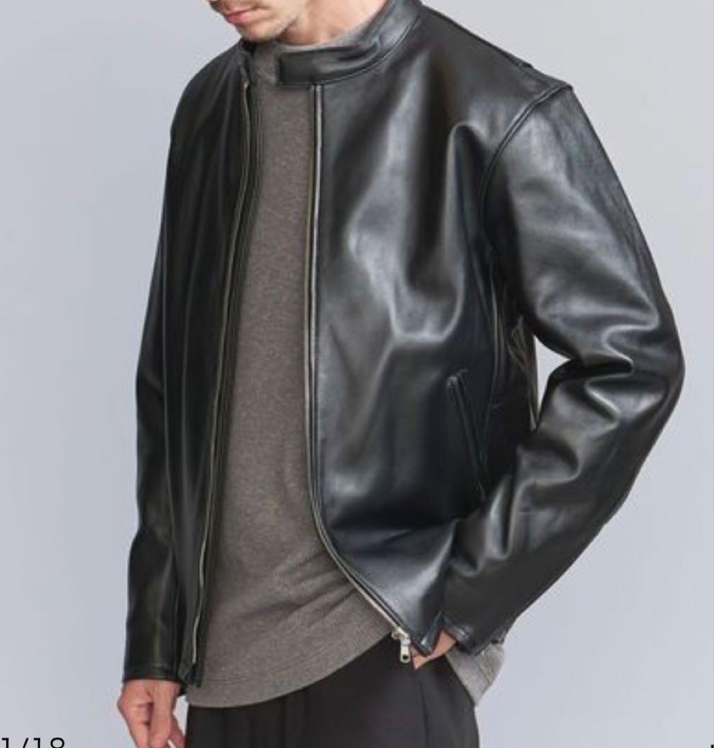 【美品】BEAUTY & YOUTHシープレザーシングルライダースジャケット