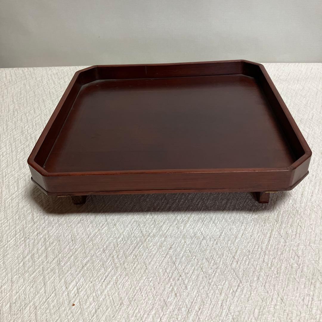 木製 八角形 塗り膳 茶色　12個