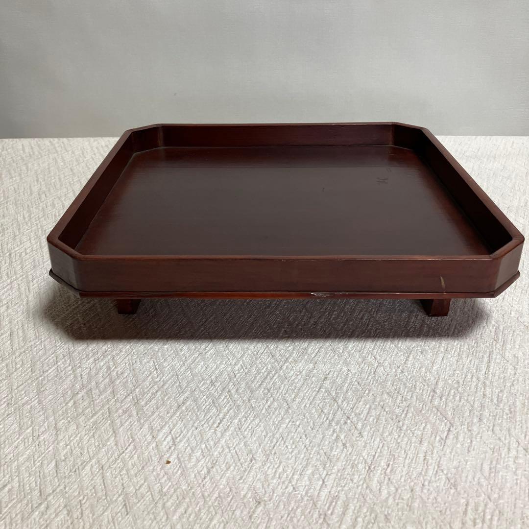 木製 八角形 塗り膳 茶色　12個