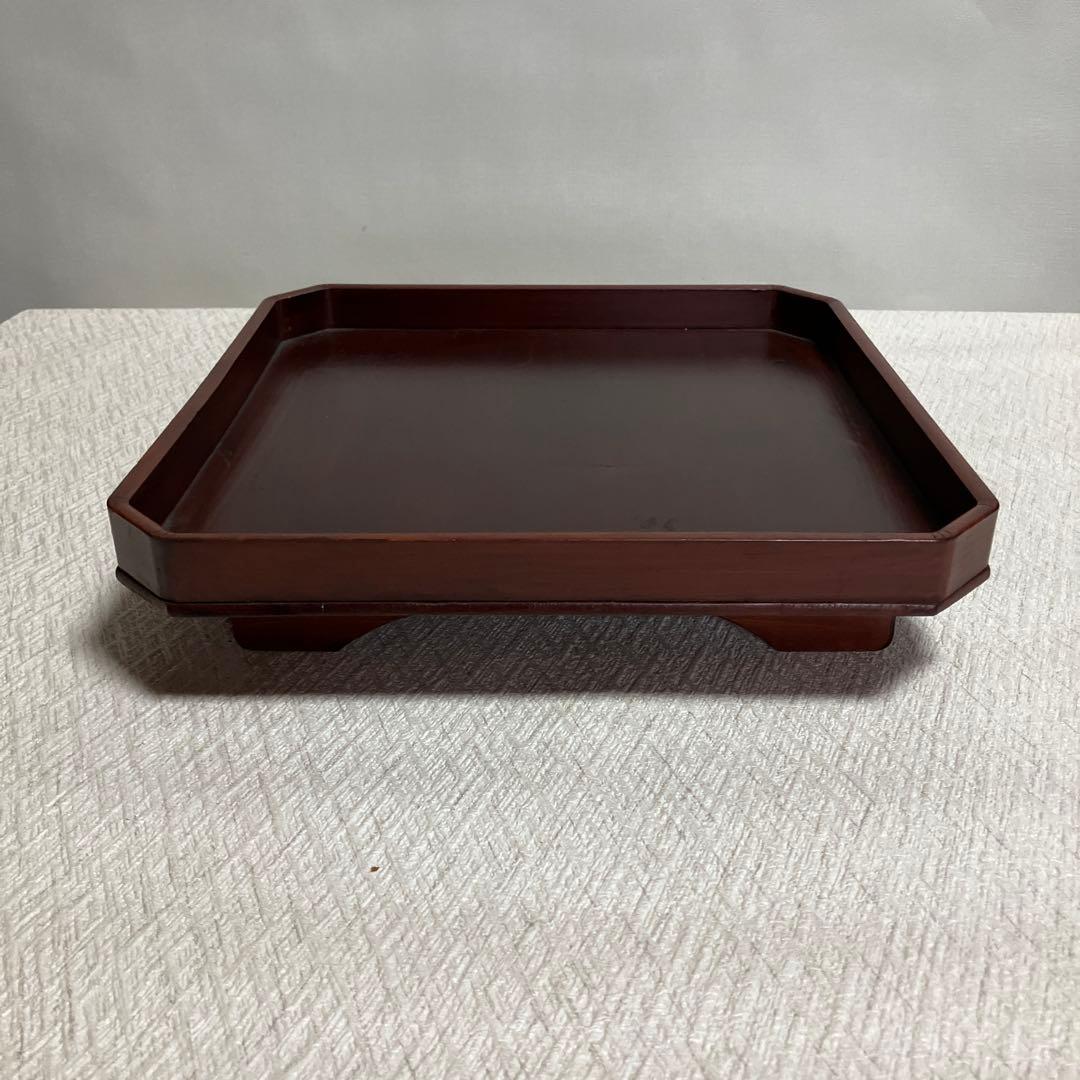 木製 八角形 塗り膳 茶色　12個
