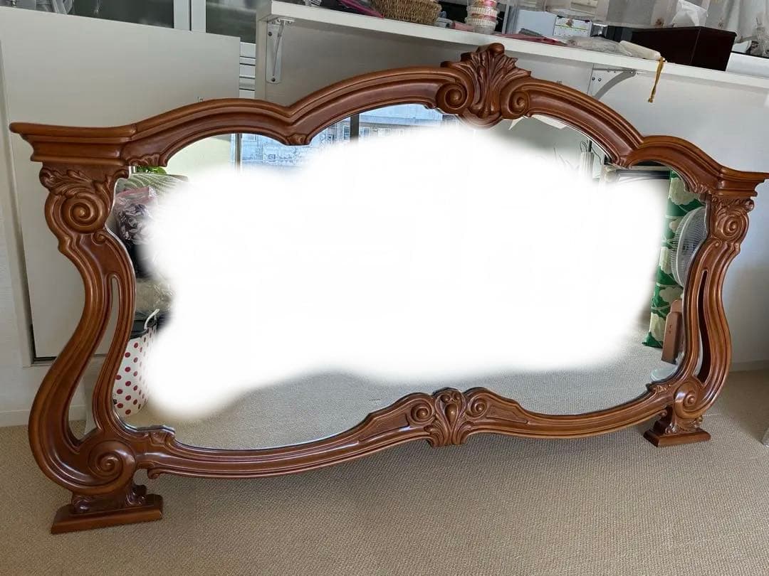 イタリー製バロック様式 木製 大きな鏡