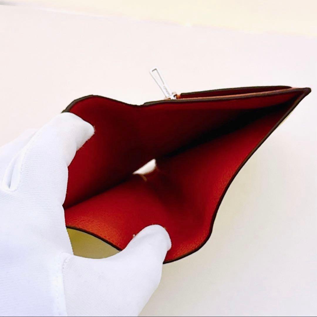 HERMES ベアンコンパクト ヴォーエプソン イエロー　折財布 国内正規品✨