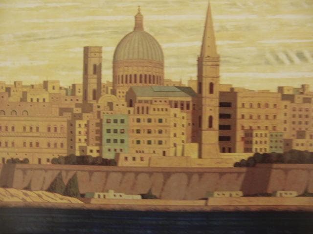 大熊峻、【マルタ島　ヴァレッタ】、希少な額装用画集より、新品額装付