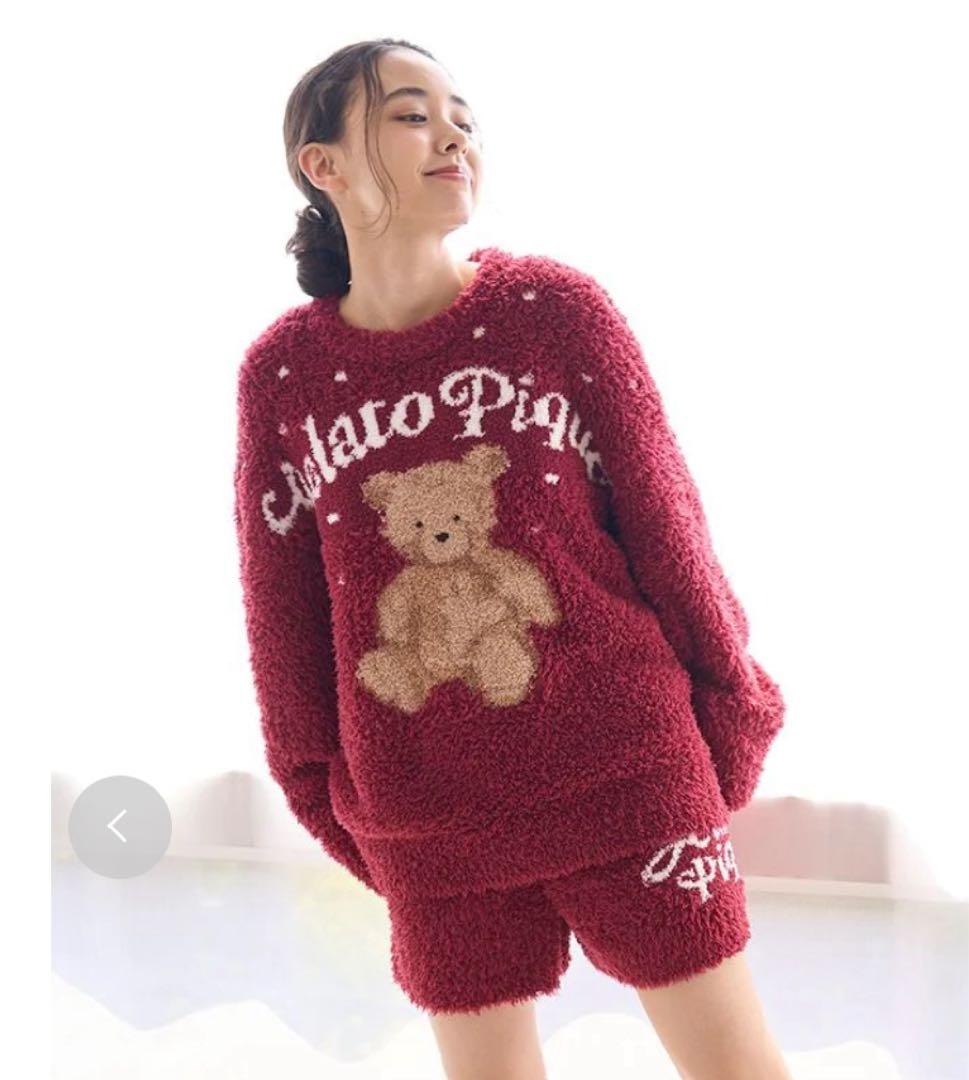 【HOLIDAY】ジェラートスノーベア ジェラピケ ワインレッドルームウェア