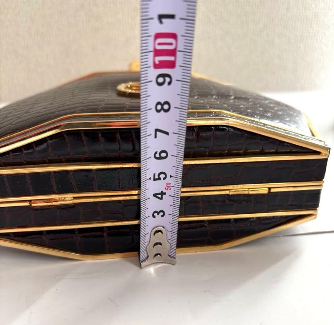 クロコダイル風ダークブラウンバッグ　パーティー