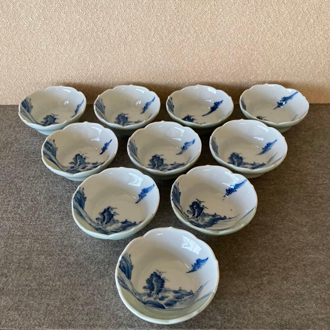 小鉢　骨董　古美術　古陶磁　染付　青花　手描き　レトロ　まとめ売り　アンティーク