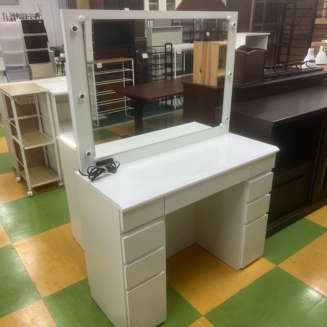 ディノス dinos ホワイトドレッサー LEDミラー付き