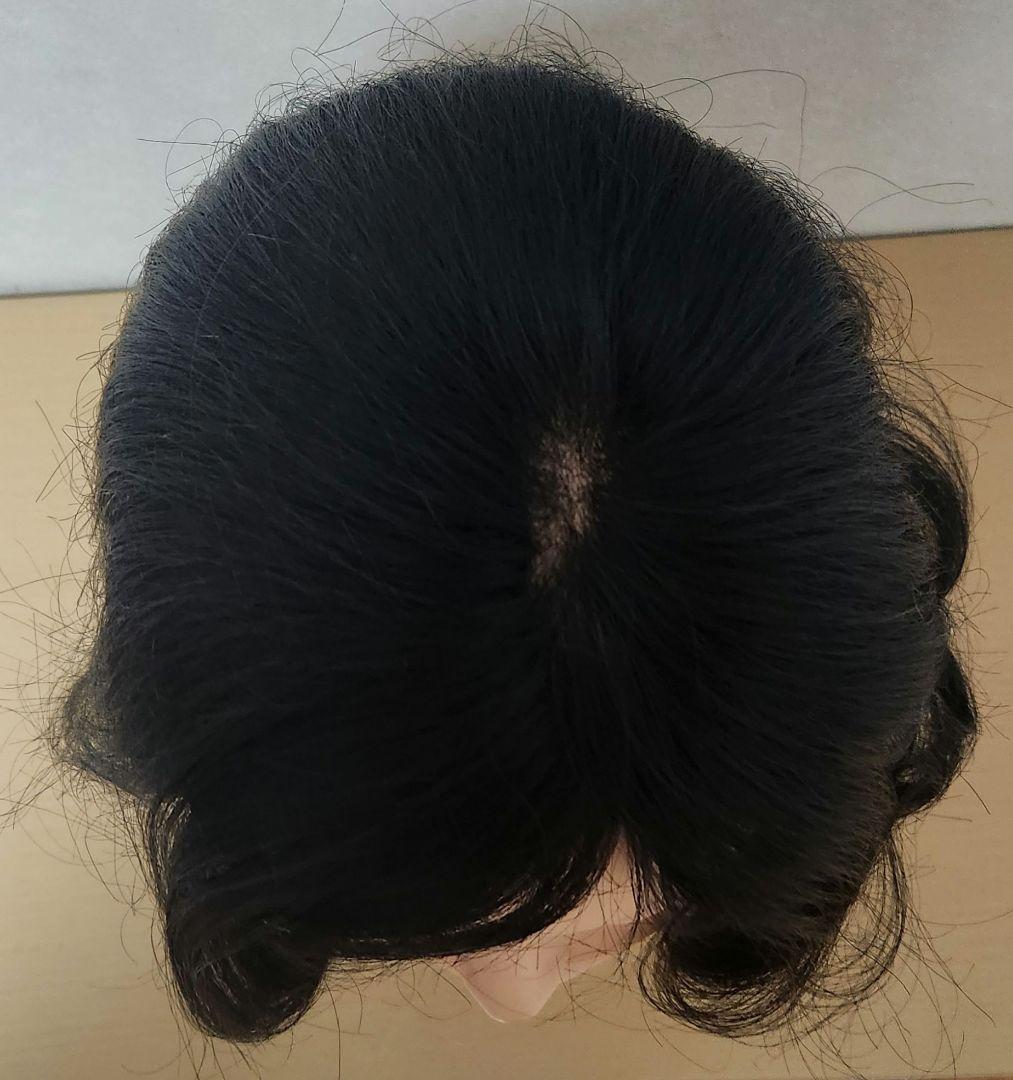 ローズ　ショートカールヘア 頭頂ウィッグ　自然色　人工皮膚付き