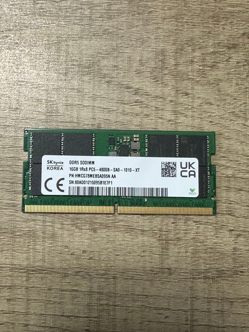 DDR5 SODIMMメモリ　ノートPC用　16GB 一枚