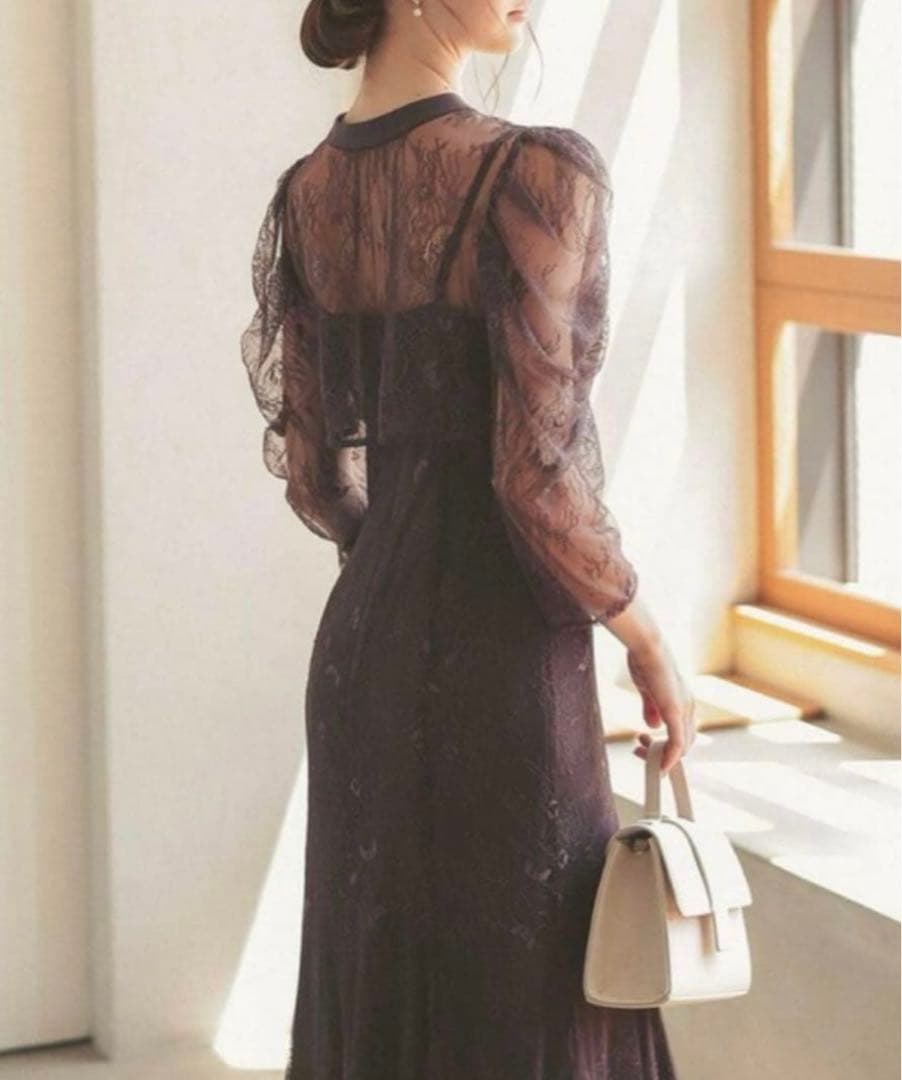 新品未使用　Dorry Doll ボレロレイヤーレースドレス　チャコールグレー