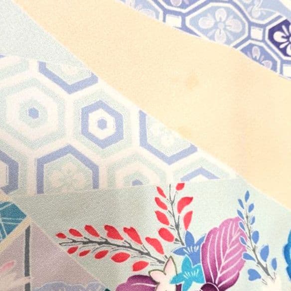 クリーム熨斗目振袖７点フルセット、成人式、前撮り、結婚式に