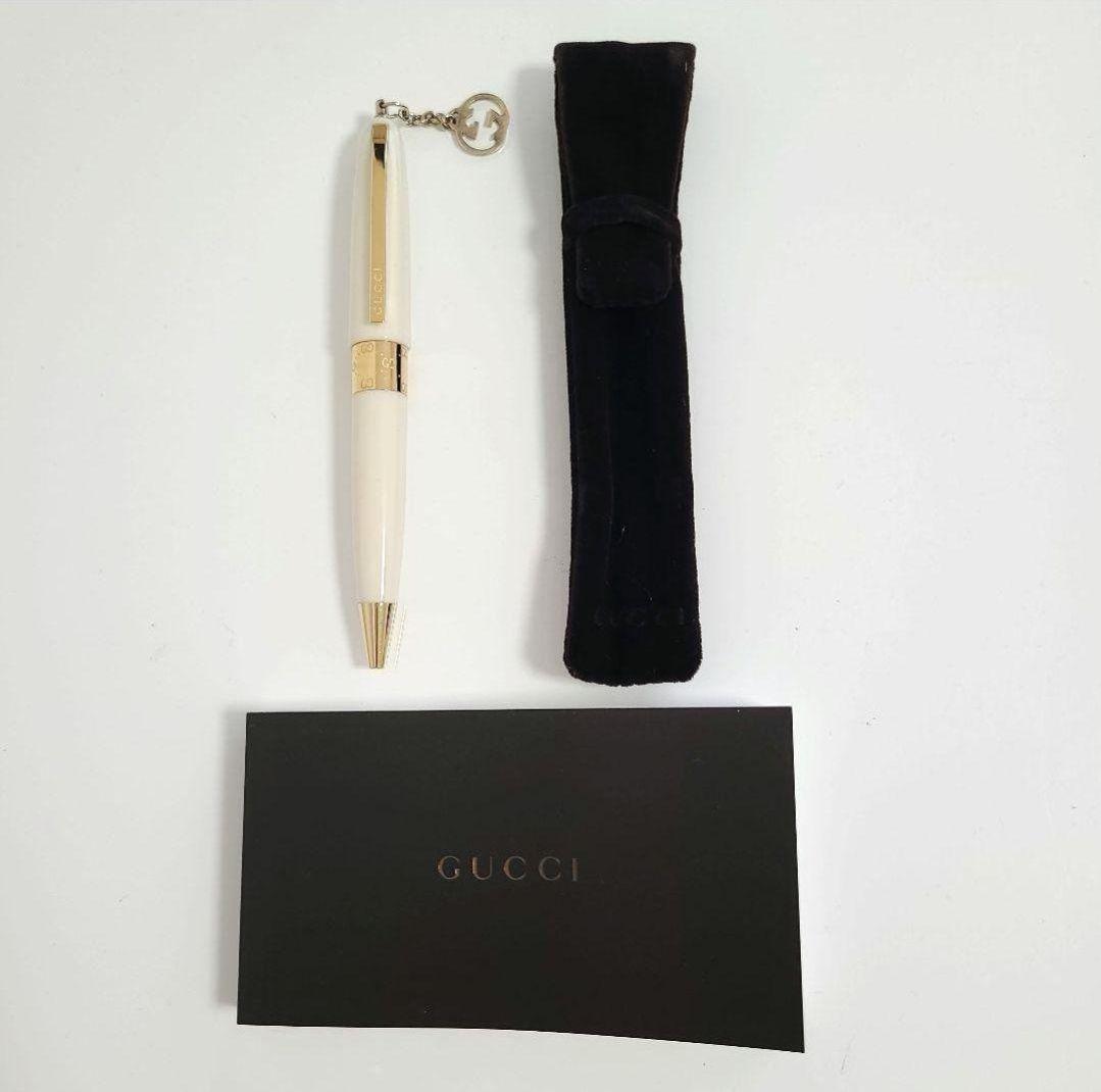 GUCCI ボールペン 専用ケース 説明書付き ホワイト ゴールド